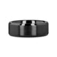 YORKSHIRE Brushed Finish Black Ceramic Wedding Band with Beveled Edges 6mm or 8mm