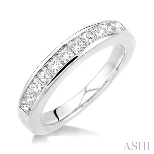 3/4 Ctw Princess Cut Diamond Wedding Band in 14K White Gold