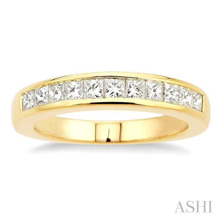 3/4 Ctw Princess Cut Diamond Wedding Band in 14K Yellow Gold