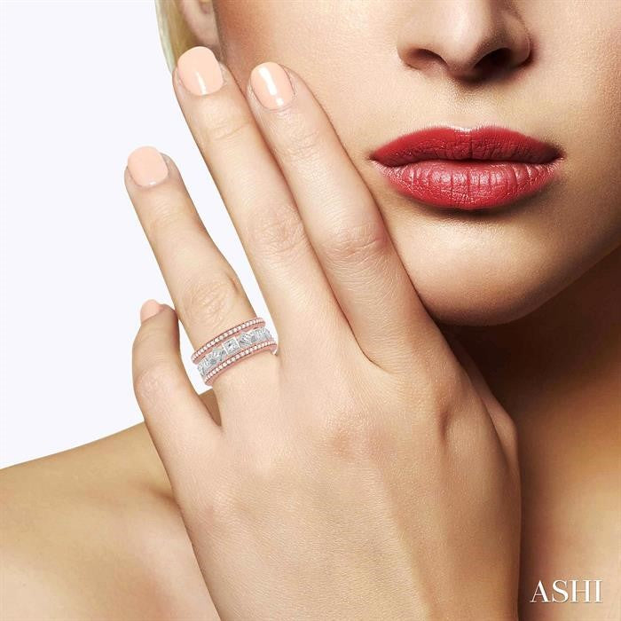 1 Ctw Diamond Stackable Band Set in 14K Rose and White Gold