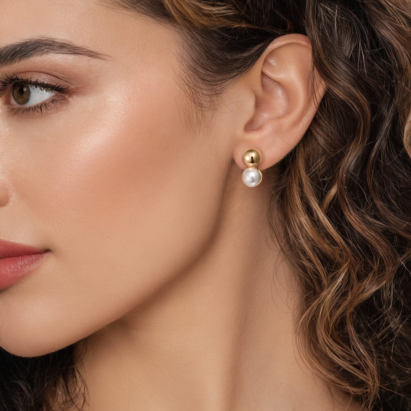 Gabriel & Co. 14K Yellow Gold Bujukan and Pearl Stud Earrings