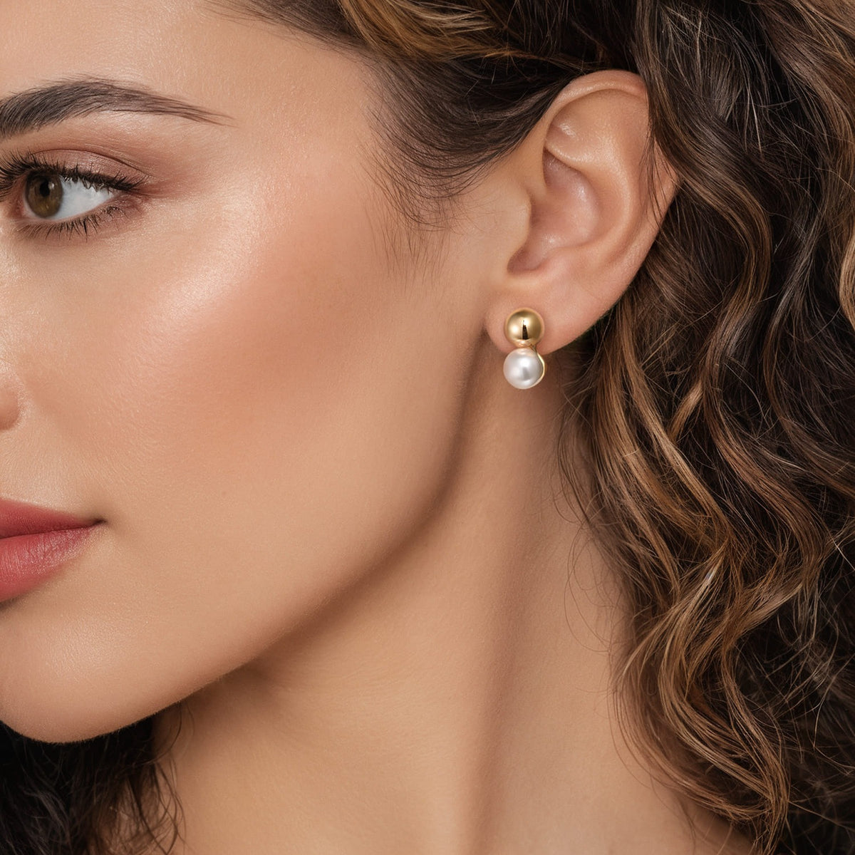 Gabriel & Co. 14K Yellow Gold Bujukan and Pearl Stud Earrings