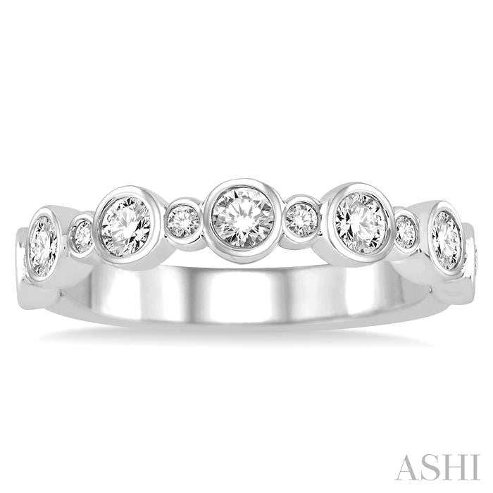 3/4 Ctw Round Cut Diamond Stack Band in 14K White Gold