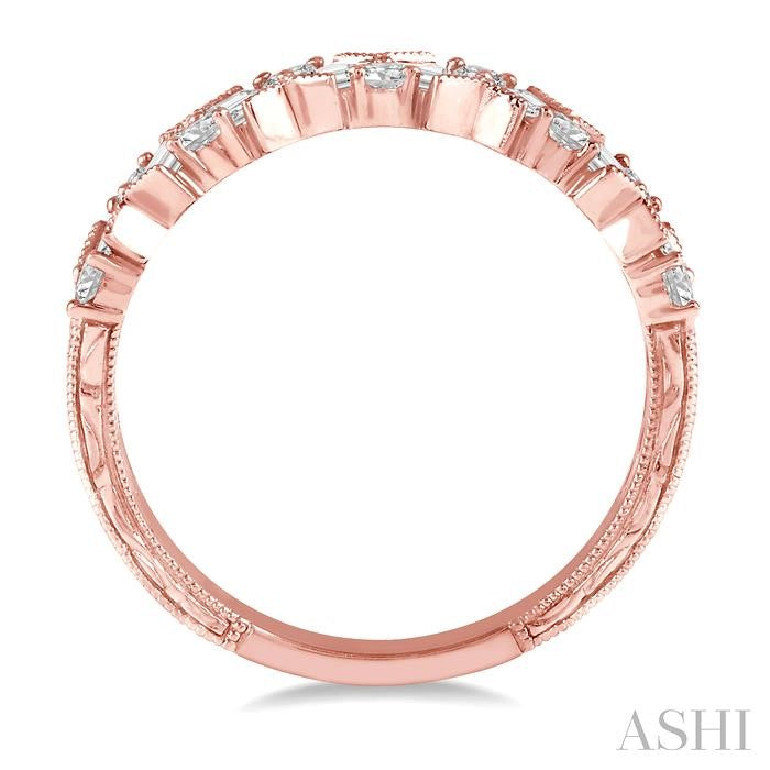5/8 Ctw Zigzag Baguette and Round Cut Diamond Band in 14K Rose Gold