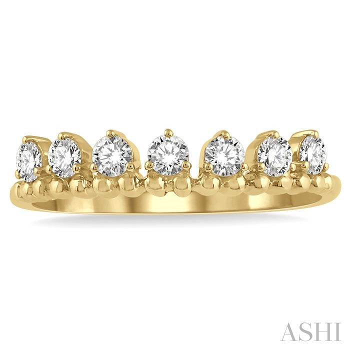 1/3 Ctw Lined Circular Mount Round Cut Diamond Fashion Stackable Band in 14K Yellow Gold