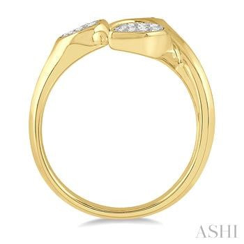 1/3 Ctw Lovebright Open Center Mixed Shape Mounts Round Cut Diamond Fashion Ring in 10K Yellow and White Gold