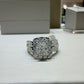 2.00 CTW Elongated Radiant-Style Composite Diamond Halo Engagement Ring in 14K White Gold – G Color, SI1-SI