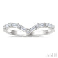 1/4 Ctw Baguette and Round Cut Diamond Chevron Fashion Ring in 14K White Gold