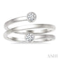 1/5 Ctw Round Shape Diamond Bezel Double Coil Fashion Ring in 14K White Gold