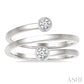 1/5 Ctw Round Shape Diamond Bezel Double Coil Fashion Ring in 14K White Gold