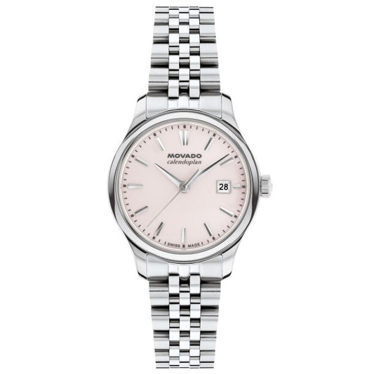 Movado Heritage Calendoplan 27mm Light Pink Dial Stainless Steel Watch – 3650231