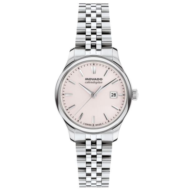 Movado Heritage Calendoplan 27mm Light Pink Dial Stainless Steel Watch – 3650231