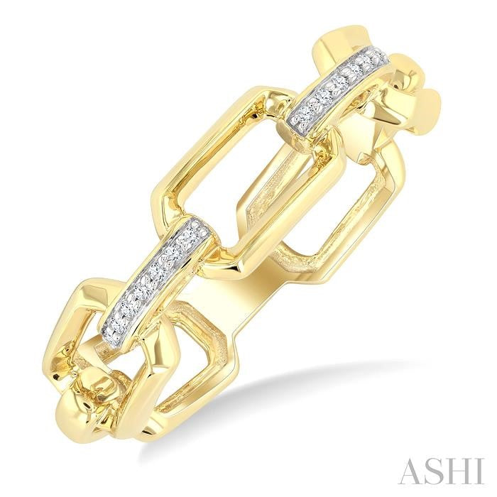 1/20 Ctw Bold Open Window Octagonal Shaped Round Cut Diamond Fashion Ring in 10K Yellow Gold