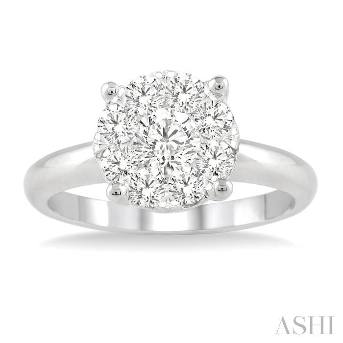 1 Ctw Round Cut Lovebright Diamond Ring in 14K White Gold