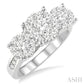 2 Ctw Past Present and Future Lovebright Round Cut Diamond Ring in 14K White Gold