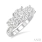 1 1/2 Ctw Past Present and Future Lovebright Round Cut Diamond Ring in 14K White Gold