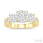 3/4 Ctw Past Present and Future Lovebright Round Cut Diamond Ring in 14K Yellow and White Gold