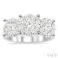 1 1/2 Ctw Past Present and Future Lovebright Round Cut Diamond Ring in 14K White Gold