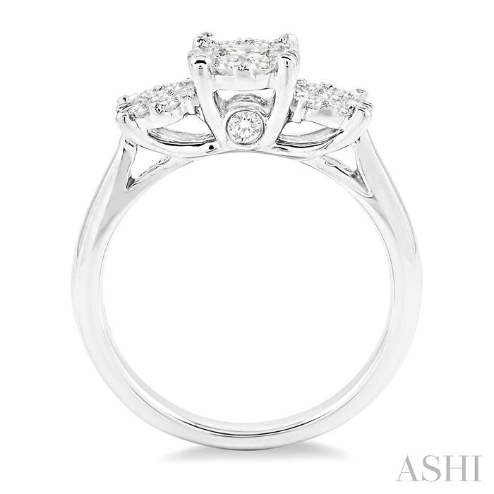 1 Ctw Triple Circle Round Cut Past Present and Future Lovebright Diamond Ring in 14K White Gold