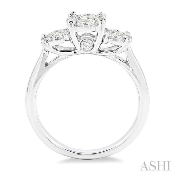 1 Ctw Triple Circle Round Cut Past Present and Future Lovebright Diamond Ring in 14K White Gold