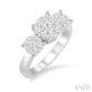 3/4 Ctw Past Present and Future Lovebright Round Cut Diamond Ring in 14K White Gold