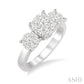 3/4 Ctw Past Present and Future Lovebright Round Cut Diamond Ring in 14K White Gold