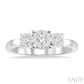 1/3 Ctw Past Present and Future Lovebright Round Cut Diamond Ring in 14K White Gold