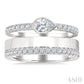 3/4 Ctw Split Twin Row Bezel Set Pear and Round Cut Diamond Fashion Ring in 14K White Gold