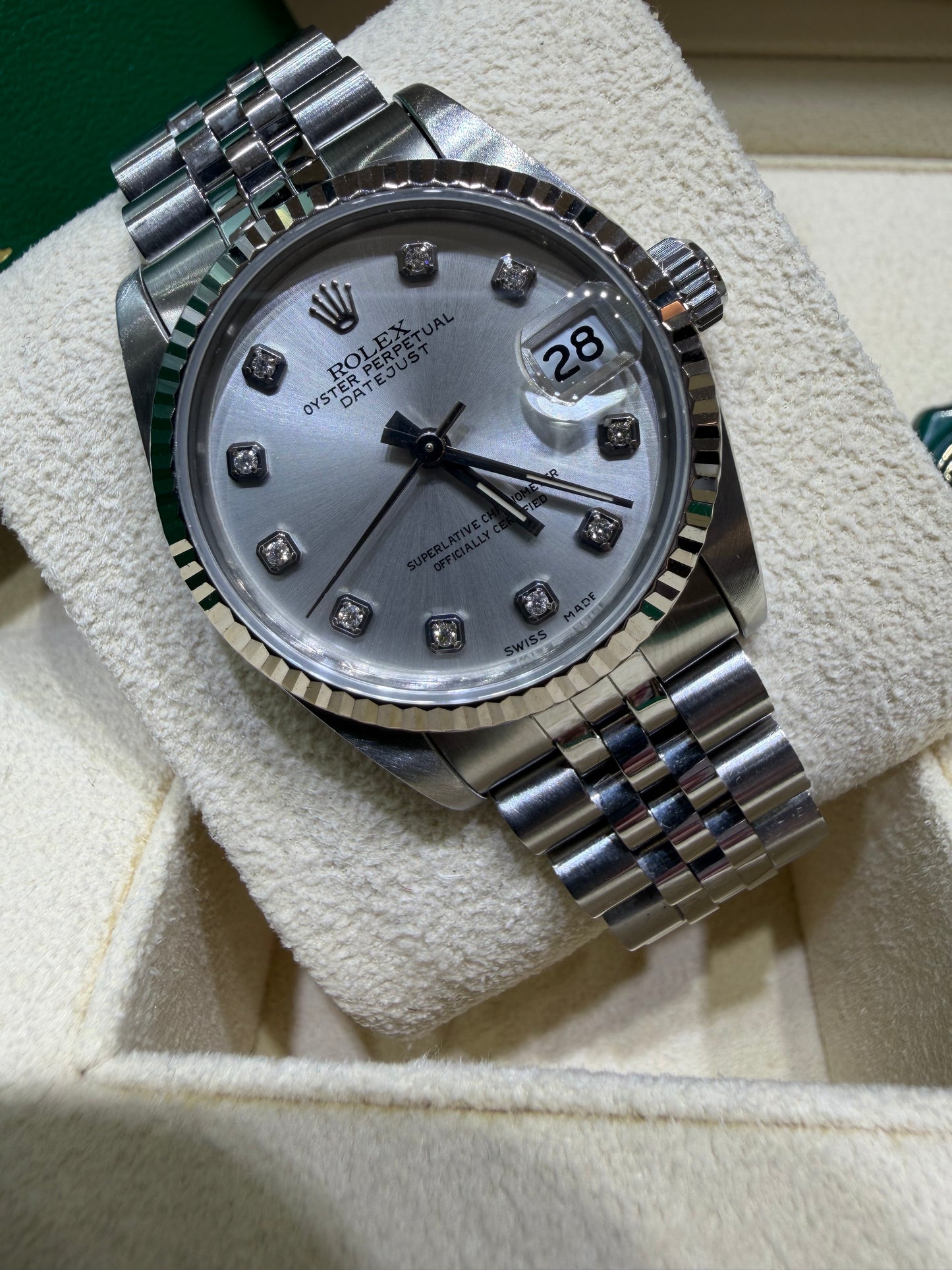 Rolex Datejust 31mm 68274 Silver Diamond Dial – Pre-Owned | Monica Jewelers