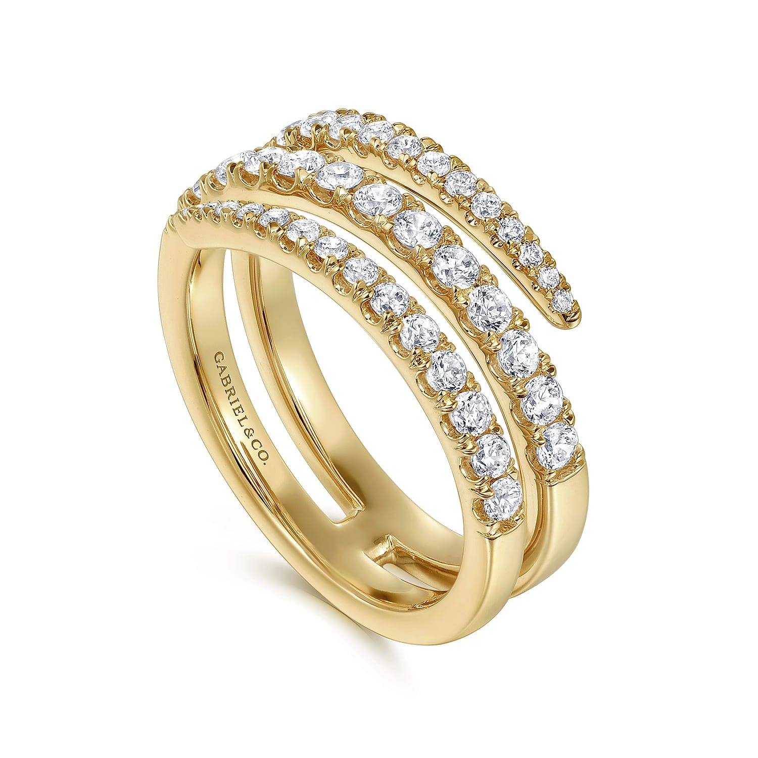 Gabriel & Co. 14K Yellow Gold Diamond Spikes Wrap Ladies Ring Kaslique 3/4ctw
