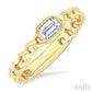 1/5 Ctw Bezel Set Emerald Cut Diamond Curb Link Fashion Ring in 14K Yellow Gold