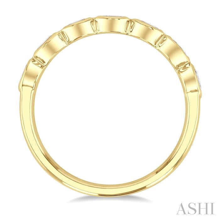 3/4 Ctw East-West Set Oval Cut Bezel Diamond Stackable Fashion Band in 14K Yellow Gold