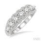 1 Ctw Baguette and Round Cut Diamond Fashion Ring in 14K White Gold