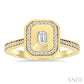 1/3 Ctw Octagonal Shaped Art Deco Emerald and Round Cut Diamond Fashion Ring in 14K Yellow Gold