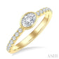 1/2 Ctw Luna Bezel East-West Oval Cut and Round Cut Diamond Ring in 14K Yellow Gold