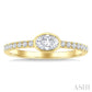 1/2 Ctw Luna Bezel East-West Oval Cut and Round Cut Diamond Ring in 14K Yellow Gold
