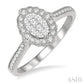 1/3 Ctw Oval Lattice Lovebright Round Cut Diamond Ladies Ring in 14K White Gold