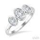 1 Ctw 3-Stone Bezel Set Oval Cut Diamond Ring in 14K White Gold