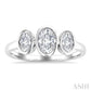 1 Ctw 3-Stone Bezel Set Oval Cut Diamond Ring in 14K White Gold