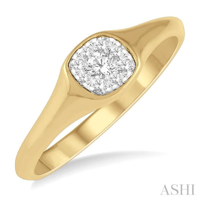 1/6 Ctw Cushion Shape Lovebright Diamond Ring in 14K Yellow and White Gold
