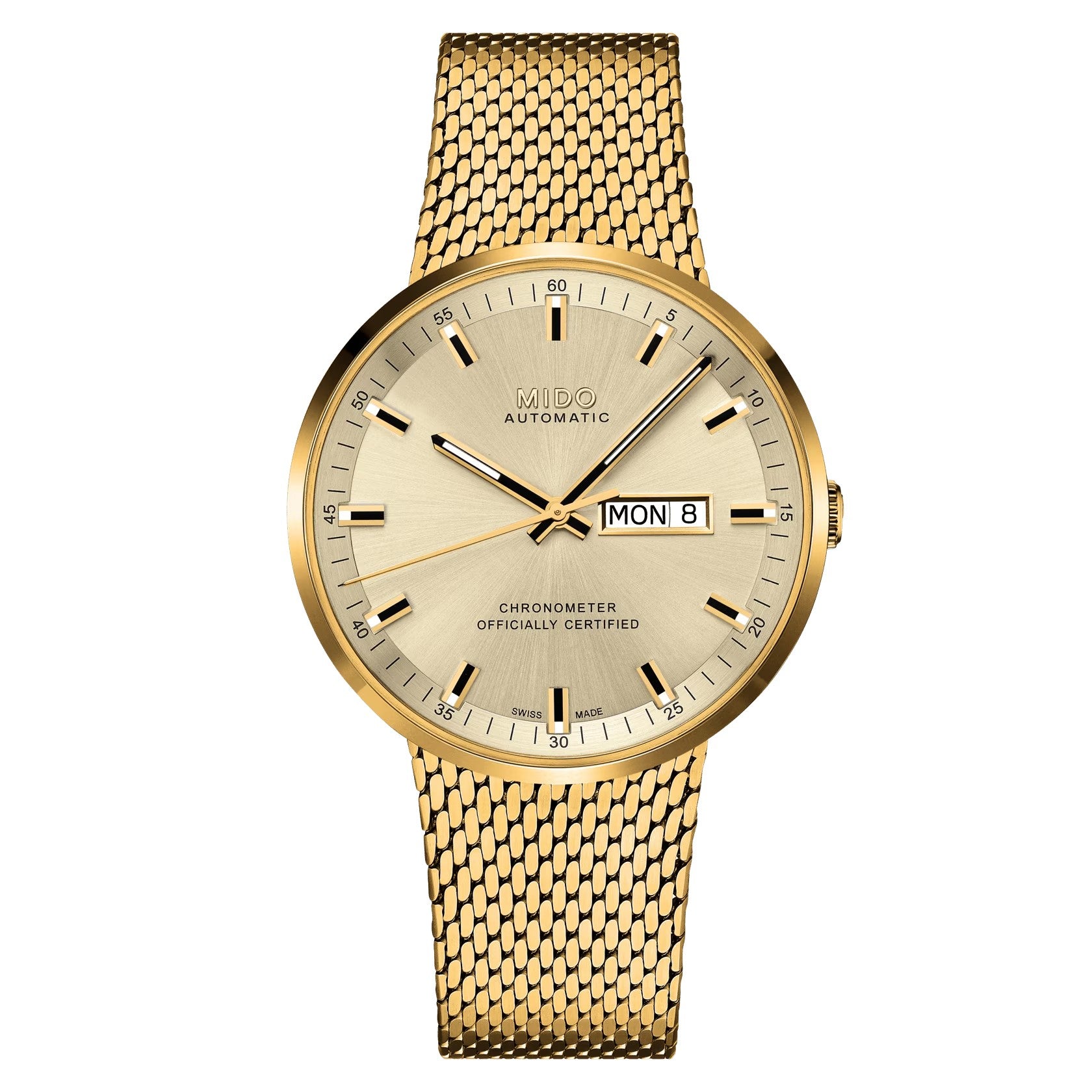 MIDO Commander Icone Chronometer Yellow Dial - Gold-Tone PVD Stainless Steel Watch - 42mm