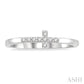 1/10 Ctw Petite Reclining Cross Round Cut Diamond Stackable Fashion Ring in 10K White Gold