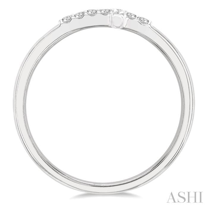 1/10 Ctw Petite Reclining Cross Round Cut Diamond Stackable Fashion Ring in 10K White Gold