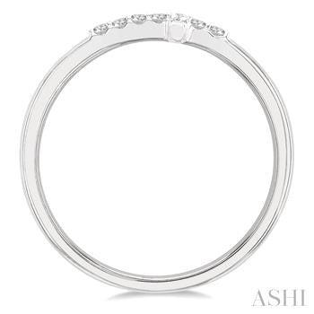 1/10 Ctw Petite Reclining Cross Round Cut Diamond Stackable Fashion Ring in 10K White Gold