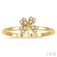 1/10 Ctw Clover Charm Round Cut Diamond Petite Fashion Ring in 10K Yellow Gold