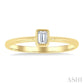 1/6 Ctw Petite Bezel Set Emerald Cut Diamond Fashion Ring in 10K Yellow Gold