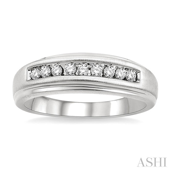 1/6 Ctw Round Diamond Men's Ring in 14K White Gold