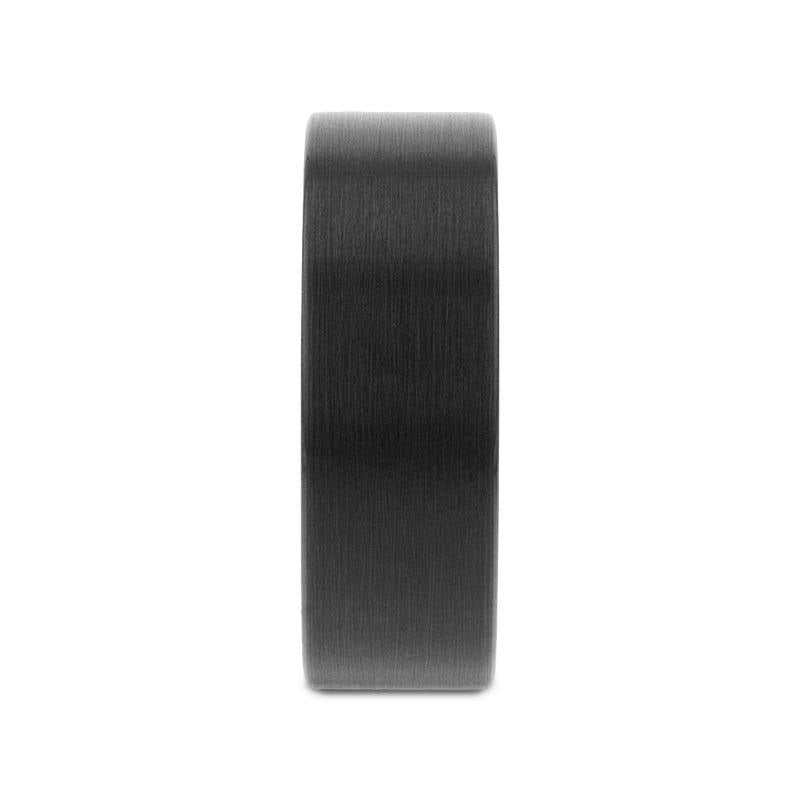 SAN ANTONIO Flat Black Tungsten Carbide Band with Brushed Finish - 4mm - 10mm - 8mm