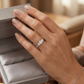 14K White Gold Three-Stone Diamond Engagement Ring with Peekaboo Diamonds – 0.75 CTW