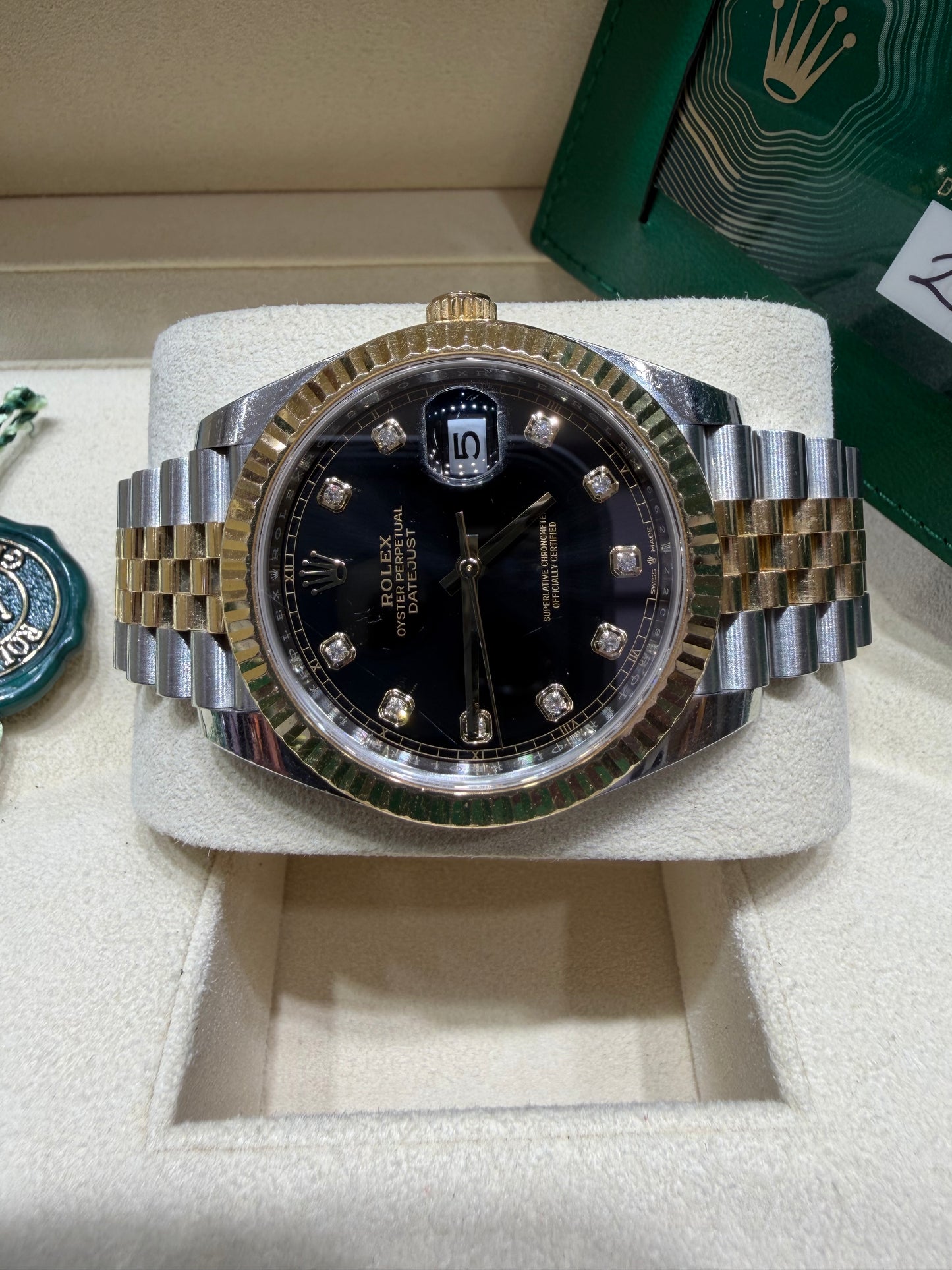 Rolex Datejust 41mm Yellow Gold and Steel 126333 Factory Diamond Dial